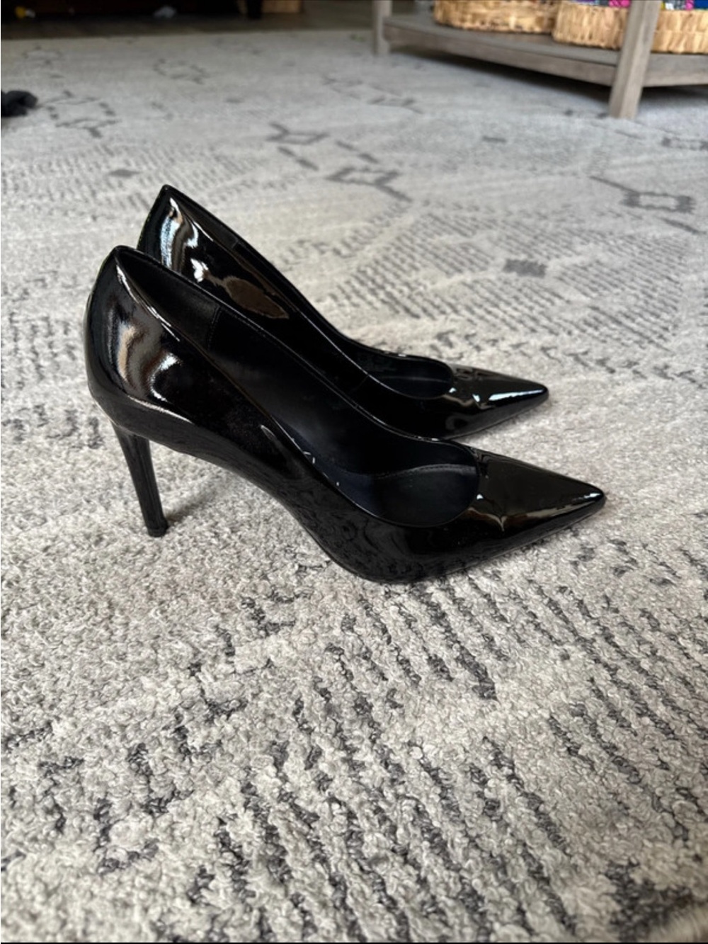Calvin Klein Glossy Black Pointed Patent Pumps